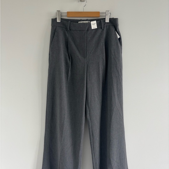 Abercrombie & Fitch womens grey tailored wide leg pant - Picture 3 of 5